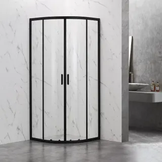 Душевой уголок Veconi Rovigo RV-202B, 900x900x1900, черный, стекло прозрачное